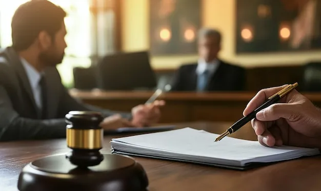 Legal professional signing documents during a corporate legal consultation in India.